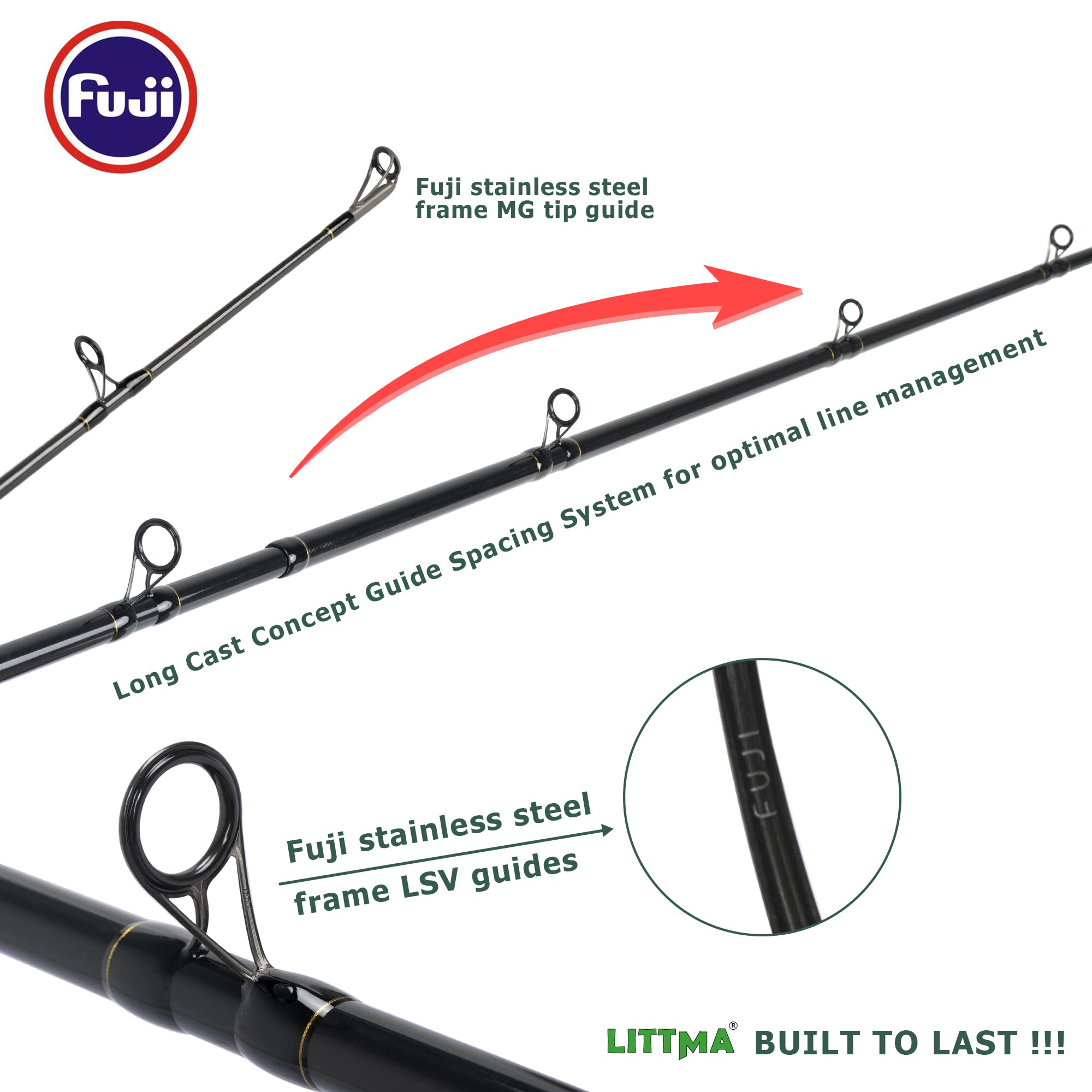 LITTMA surf rod shrink-tube grip provides grip and comfort during long sessions.