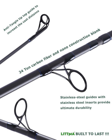 LITTMA surf-spinning rod 11ft graphite blank versatile for pier setups.