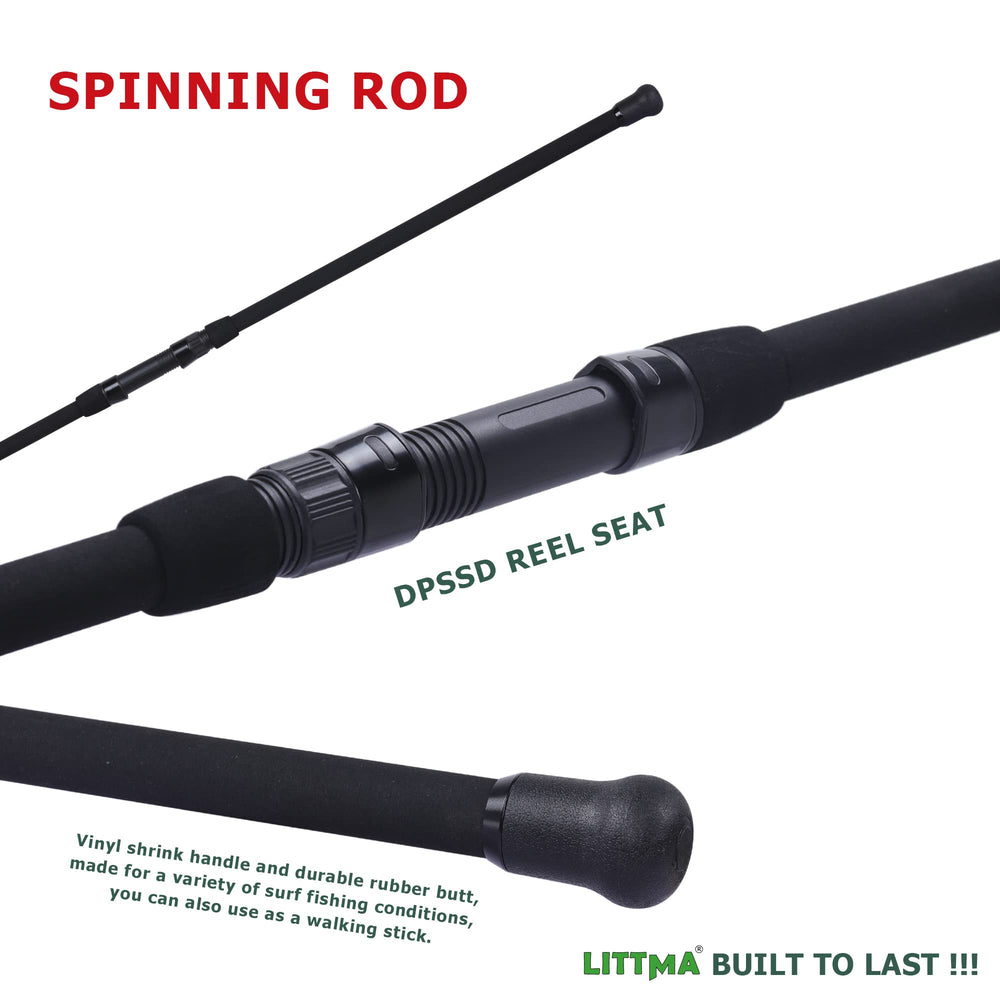 LITTMA surf-spinning rod 12ft graphite blank optimized for distance and control.