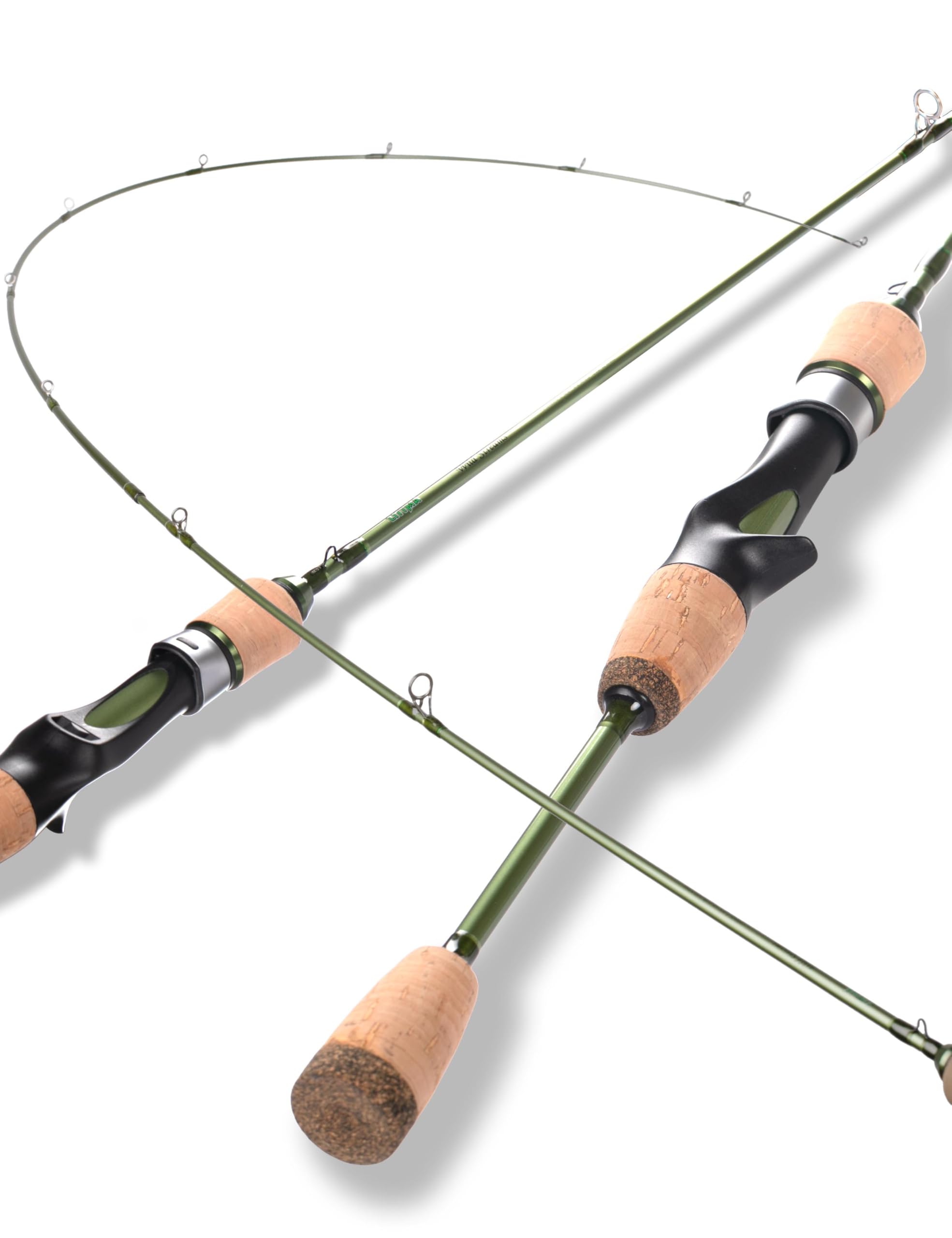 LITTMA Wild Streams ultralight rod with green carbon fiber blank for sensitive casting.