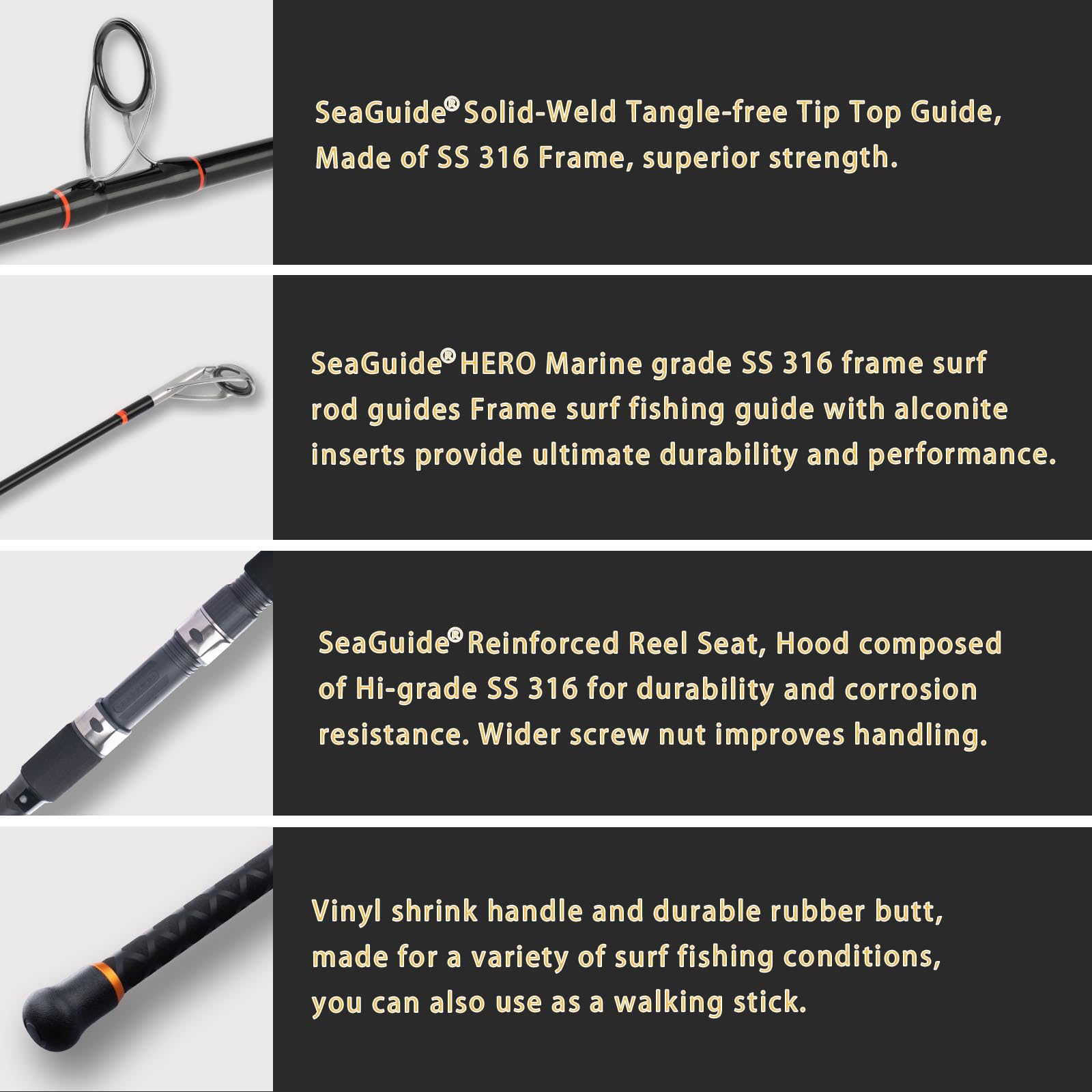 Reinforced ferrules on LITTMA surf fishing rod