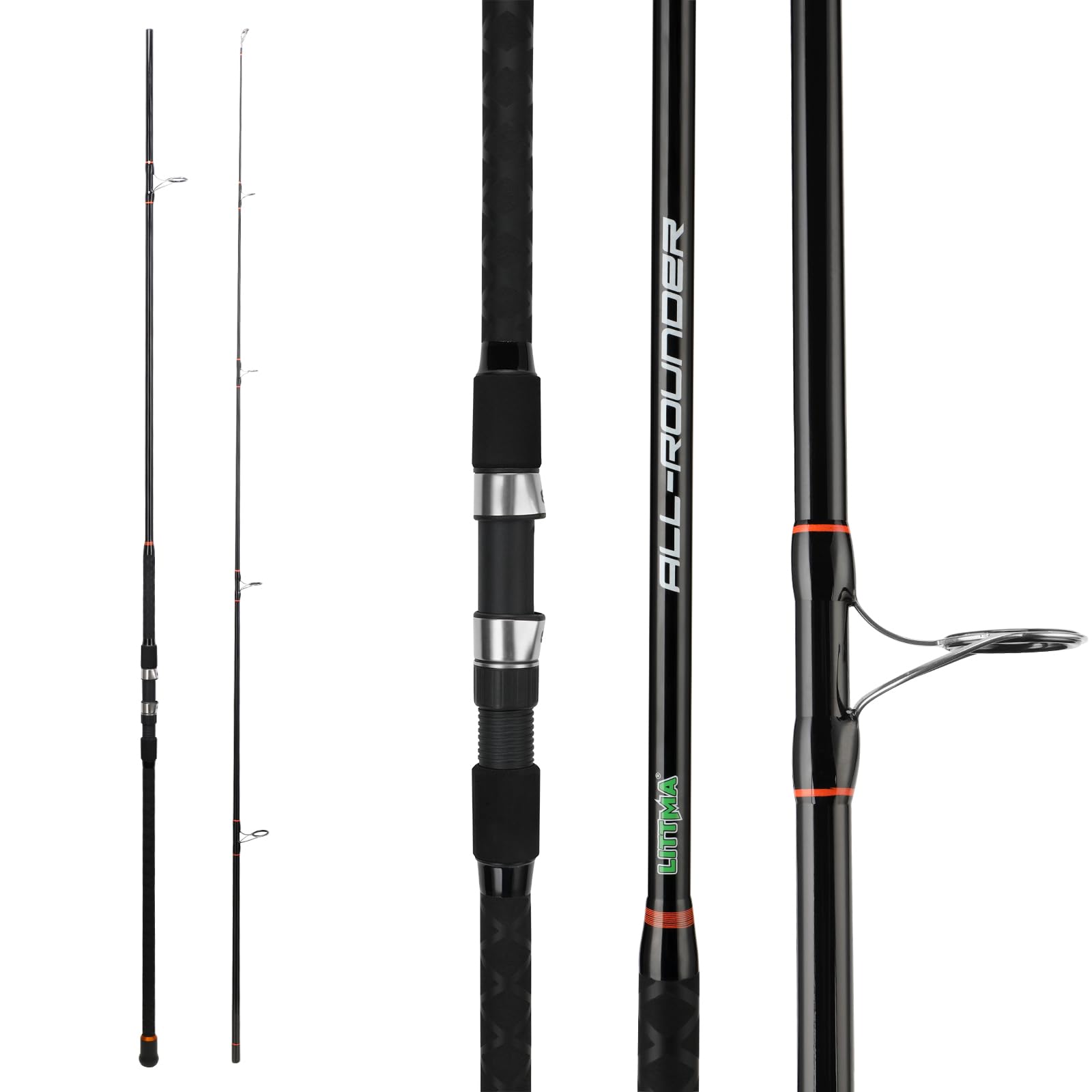 LITTMA Surf Rod 2-Piece Black in full length, 8'-12' range