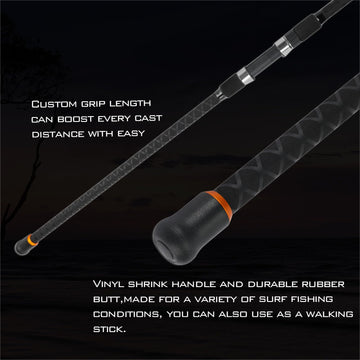 Shrink-tube grip handle on LITTMA Surf Rod