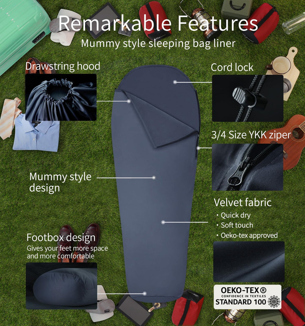 Litume mummy-style hood and cord lock provide secure warmth in compact form.