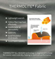 Litume Thermolite liner 70D nylon shell offers durable protection during hikes.
