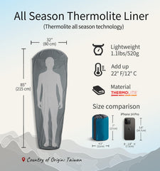 Litume Thermolite liner with drawstring hood for cozy warmth in cold nights.