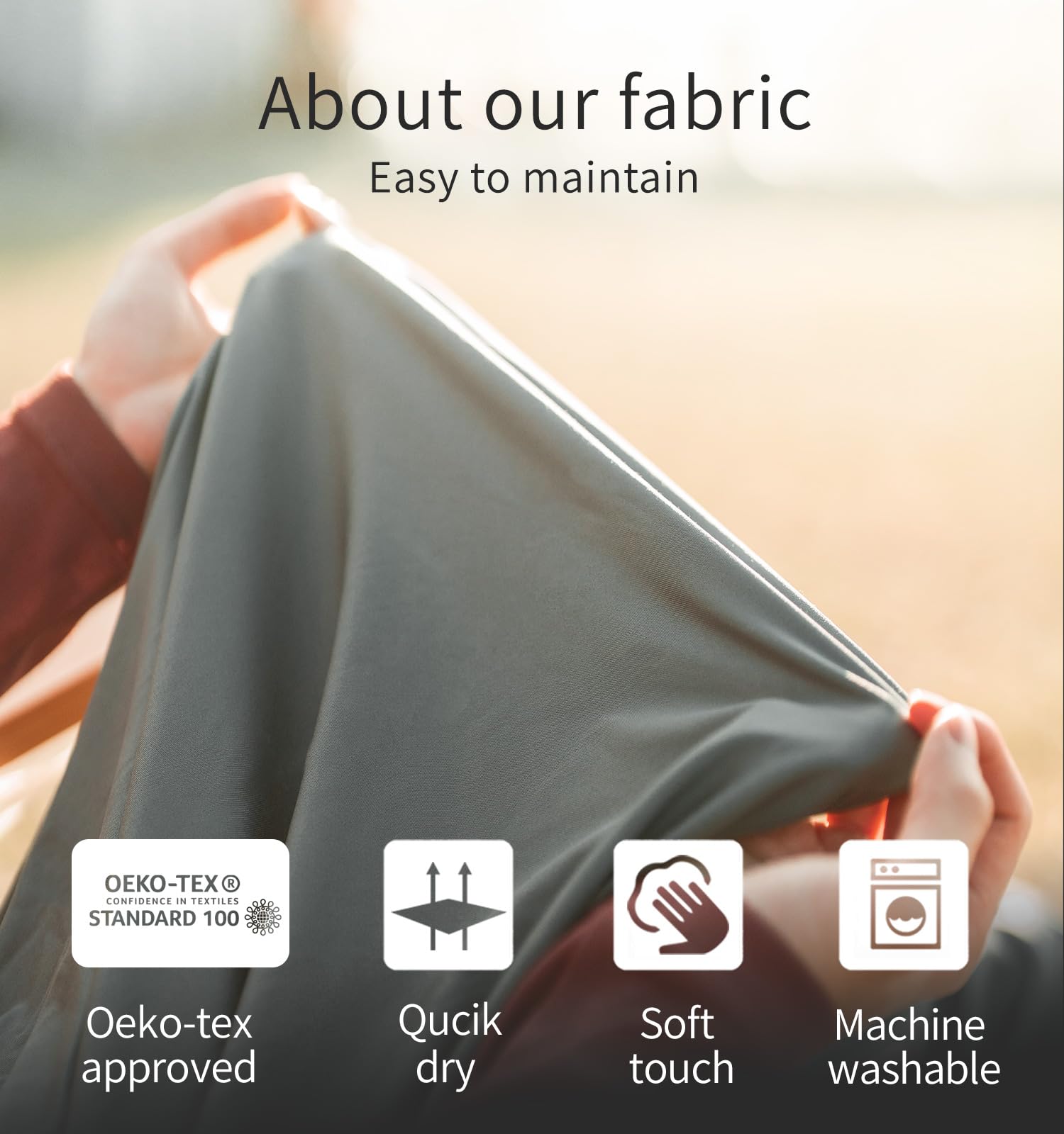 Litume Thermolite liner soft-touch fabric provides skin-friendly comfort on camping trips.