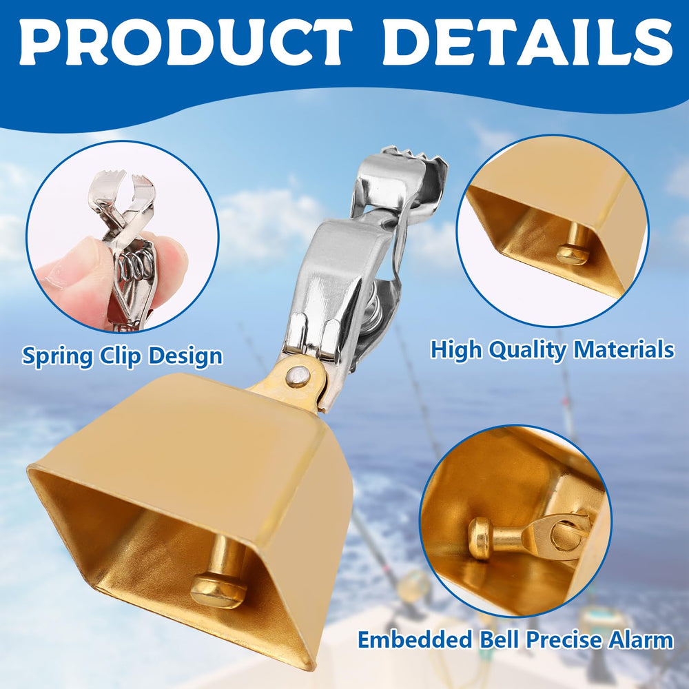 Pack of 50 gold fishing rod alarm bells