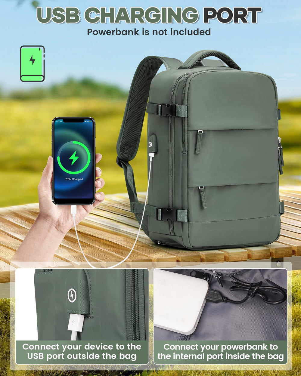 Livbote vacuum backpack dry wet separation helps manage clothing and toiletries