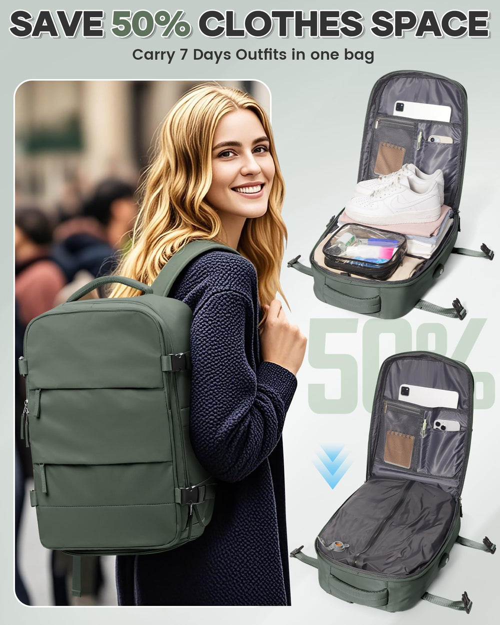 Livbote vacuum backpack side pocket fits a water bottle for easy access