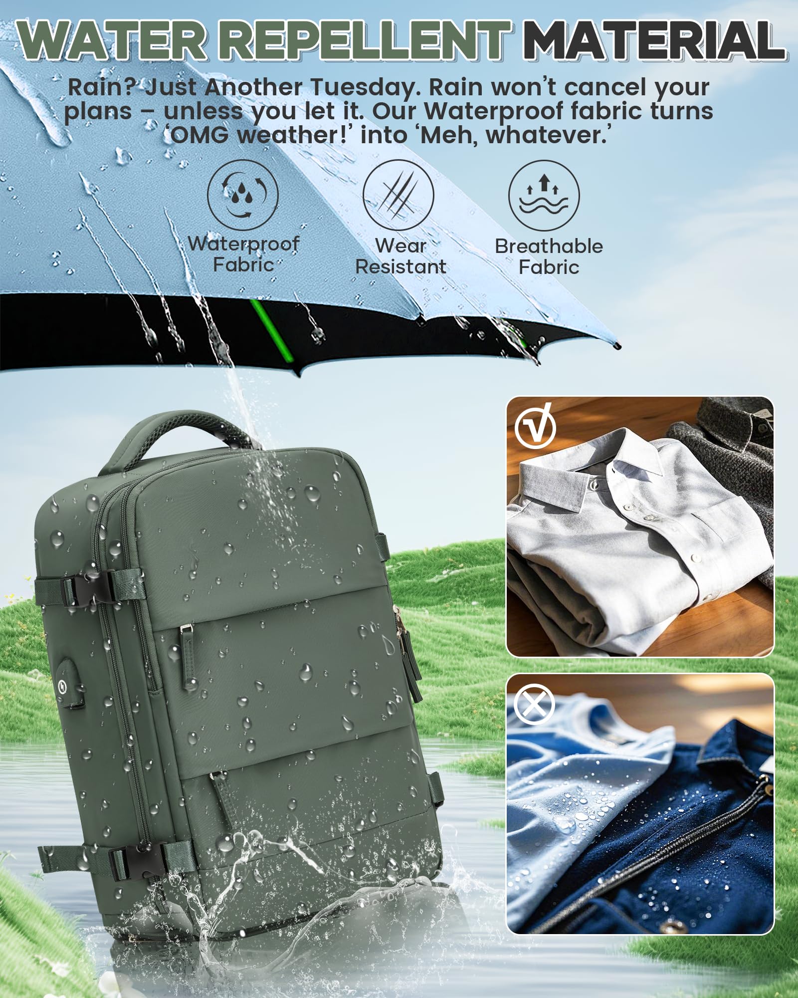 Livbote vacuum backpack in-use on plane or train shows portable packing efficiency