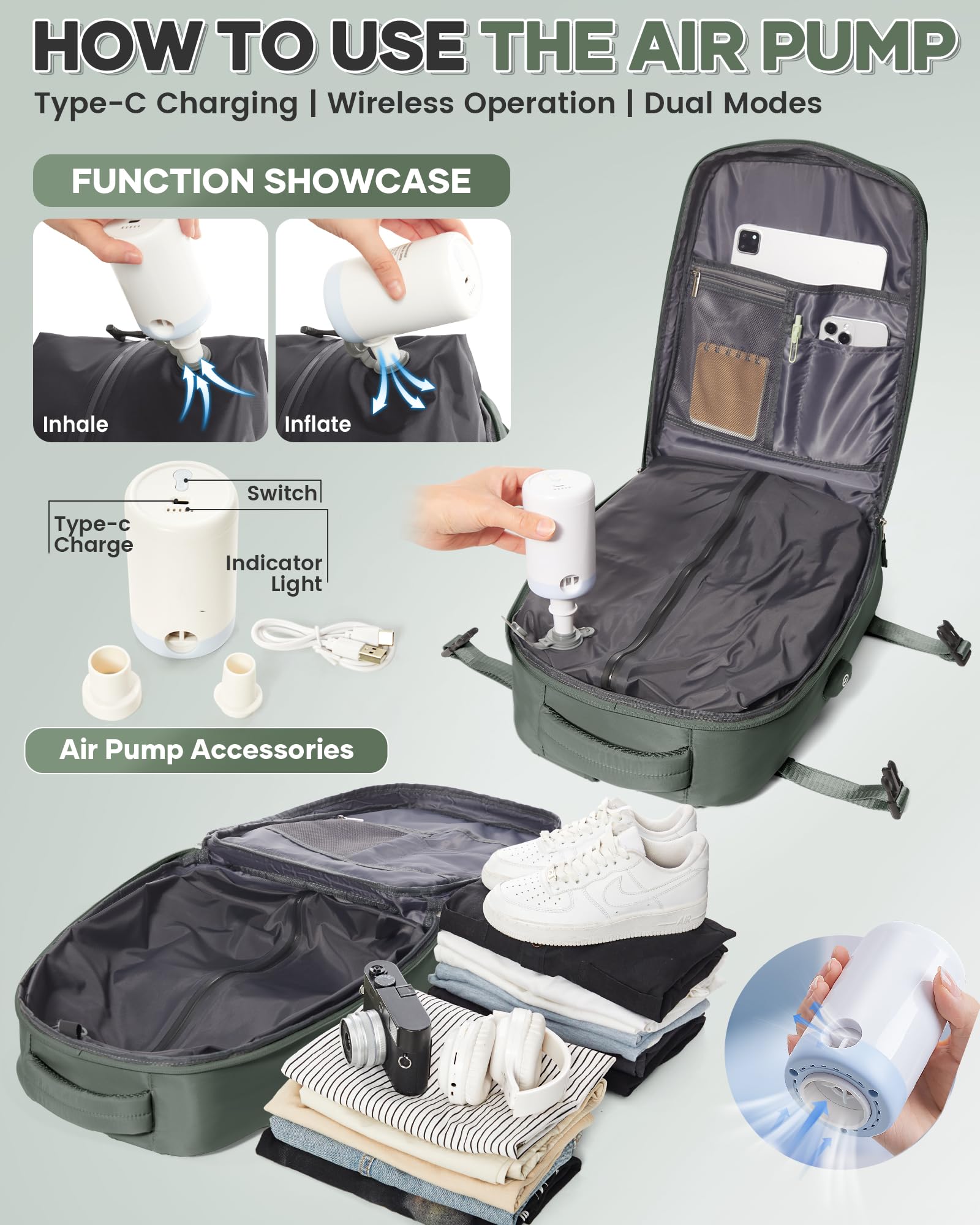 Livbote vacuum backpack USB port enables on-the-go device charging