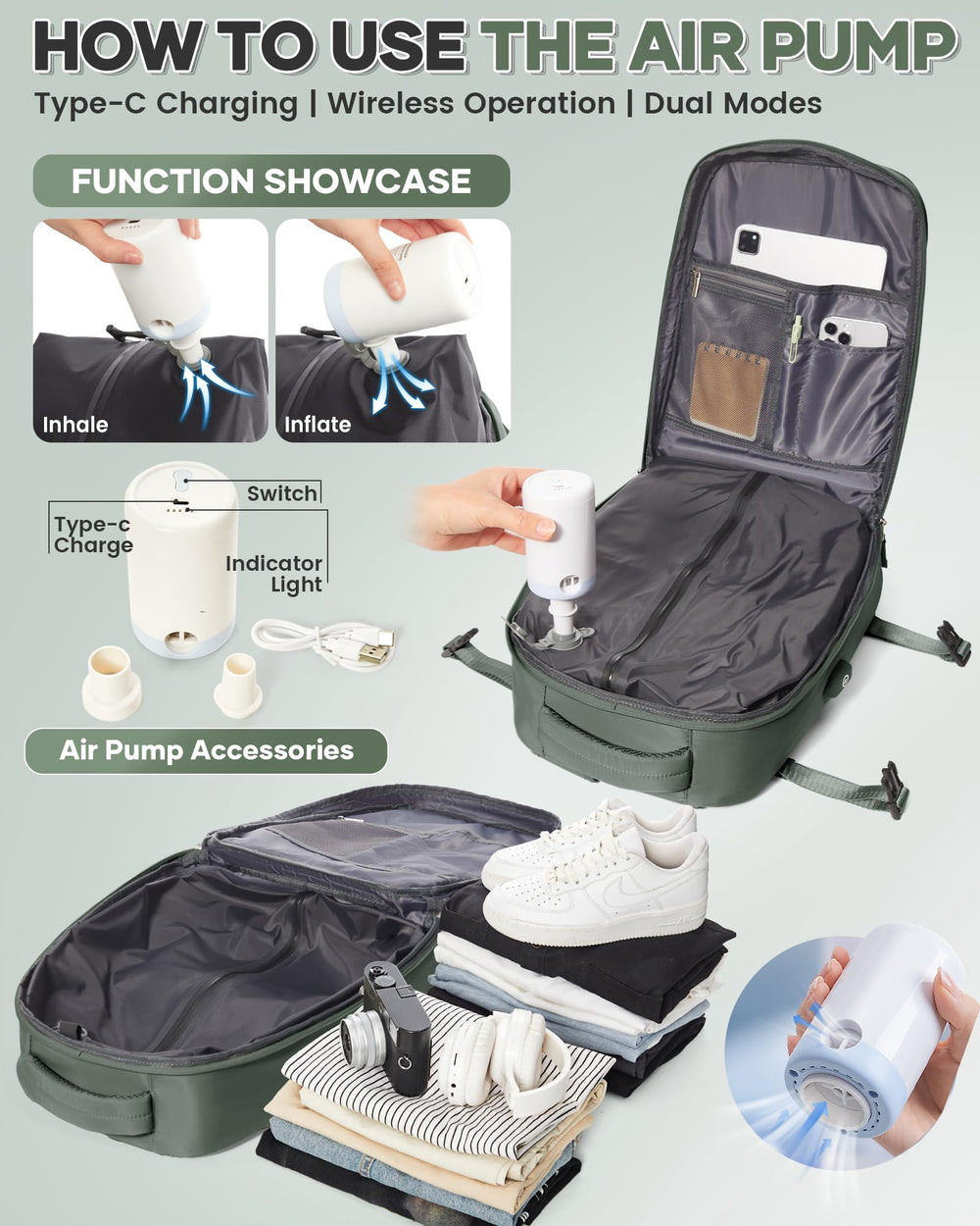 Livbote vacuum backpack USB port enables on-the-go device charging