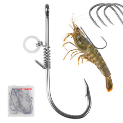 3/0 live shrimp fixed hook set with carbon steel barbs