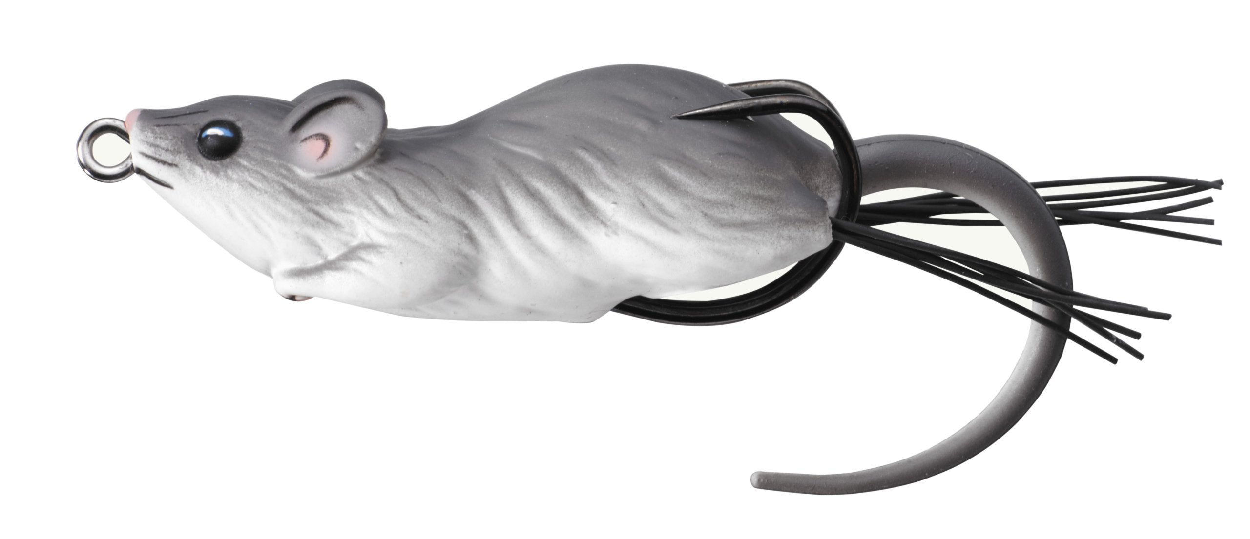 Live Target Float Mouse lure in grey-white delivers lifelike action for freshwater and light saltwater casting