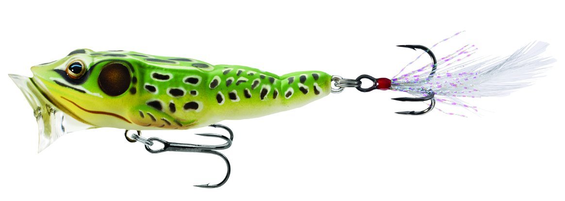 LIVE TARGET Frog Popper Green Yellow surface lure for bass near heavy cover.