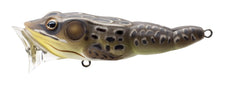 LIVE TARGET Frog Popper tan brown for surface pops that attract bass.