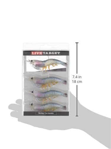 LIVE TARGET Rigged Shrimp 4ft white action shot demonstrates built-in rattle attracting saltwater game fish
