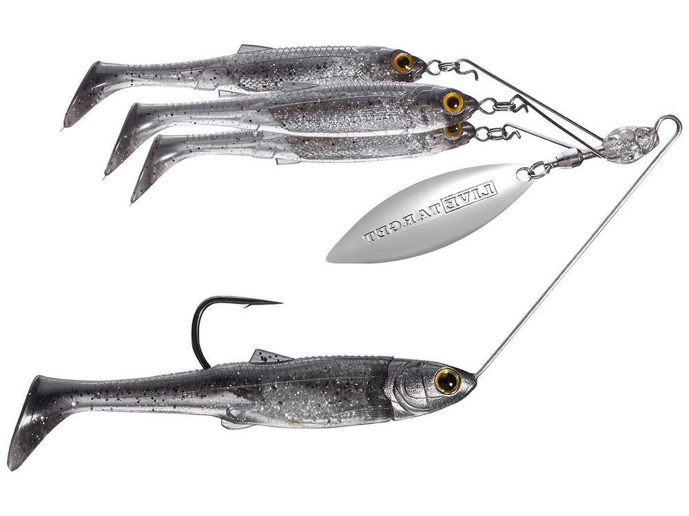 LIVE TARGET baitball rig large smoke silver lure for versatile freshwater and saltwater fishing