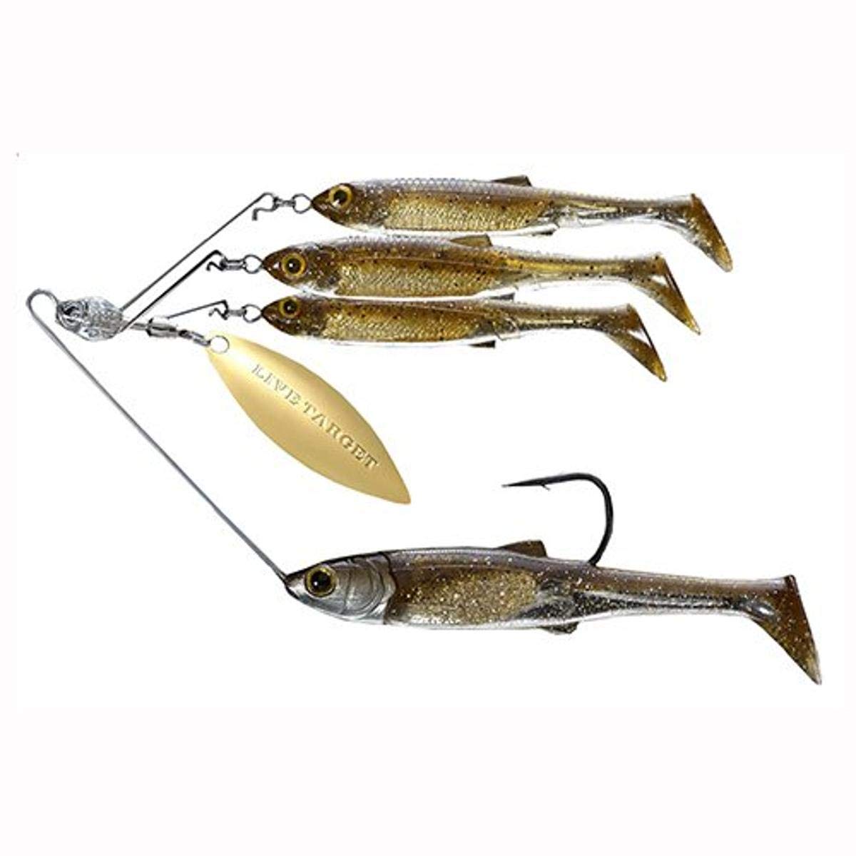 LIVE TARGET MNSR11MD853 baitball spinner rig in dark amber gold for freshwater fishing