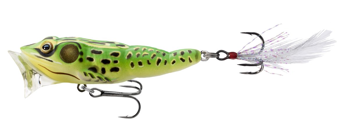 LIVE TARGET Frog Popper in fluorescent green yellow enhances surface action for bass
