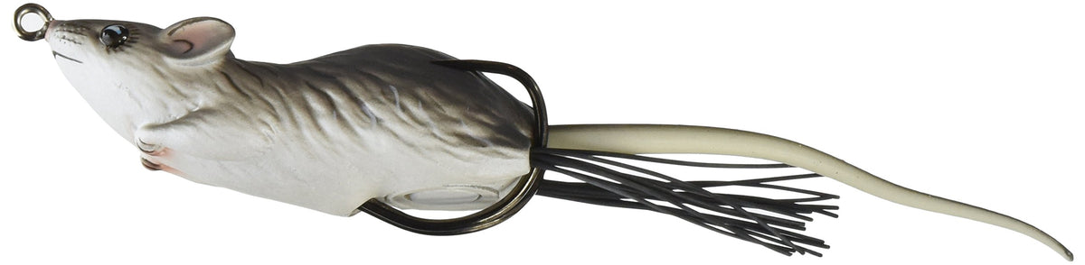 Livetarget Hollow Body Mouse in gray and white attracts big fish and aids weedless presentation