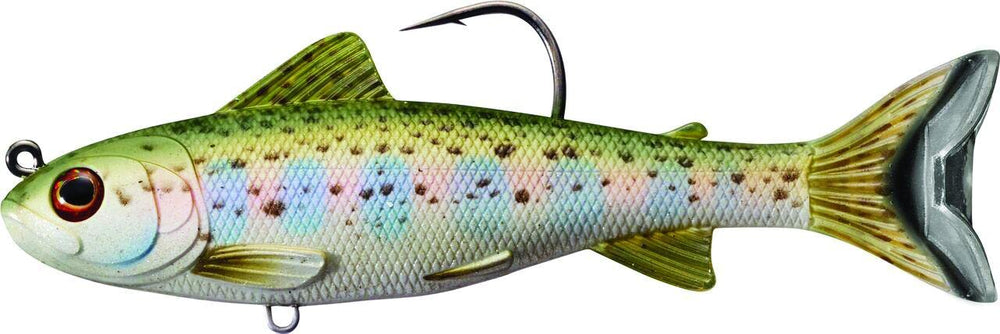 LIVE TARGET TRS131MS712 trout parr swimbait front view showcases realistic finish and lure action.