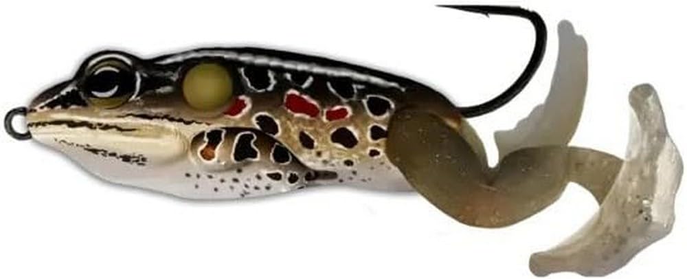 LIVE TARGET Ultimate Frog Stride Bait 2in in brown/black gliding through water for topwater bites