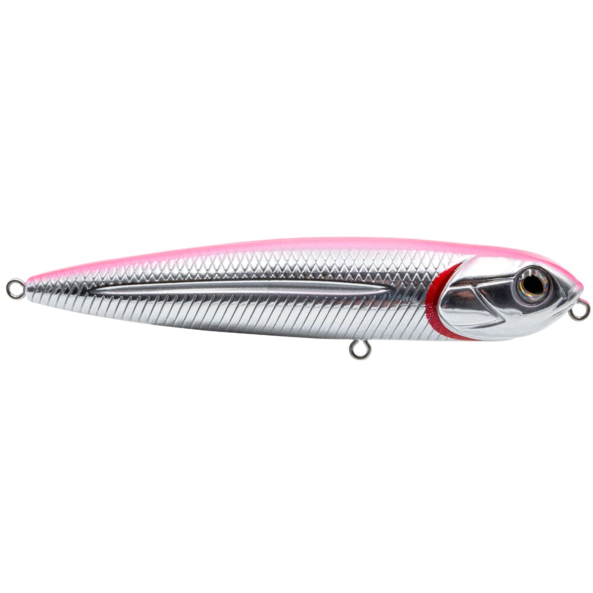 Livingston Lures Walking Boss Jr. 4in pink back chrome belly, ideal for inshore topwater strikes