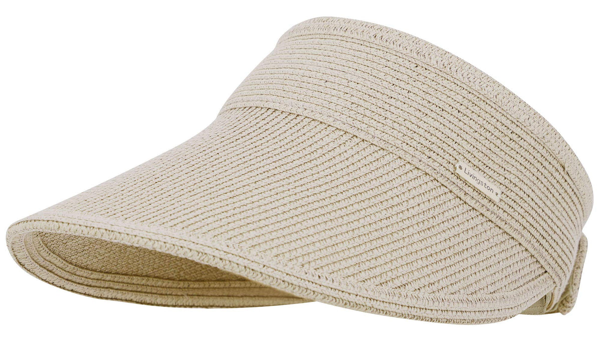 Livingston wide-brim visor for beach days offering UV protection and shade.