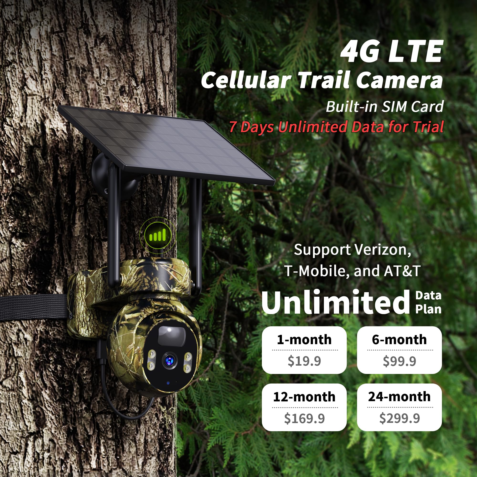 LIWAN solar-powered trail camera image highlighting off-grid power capability