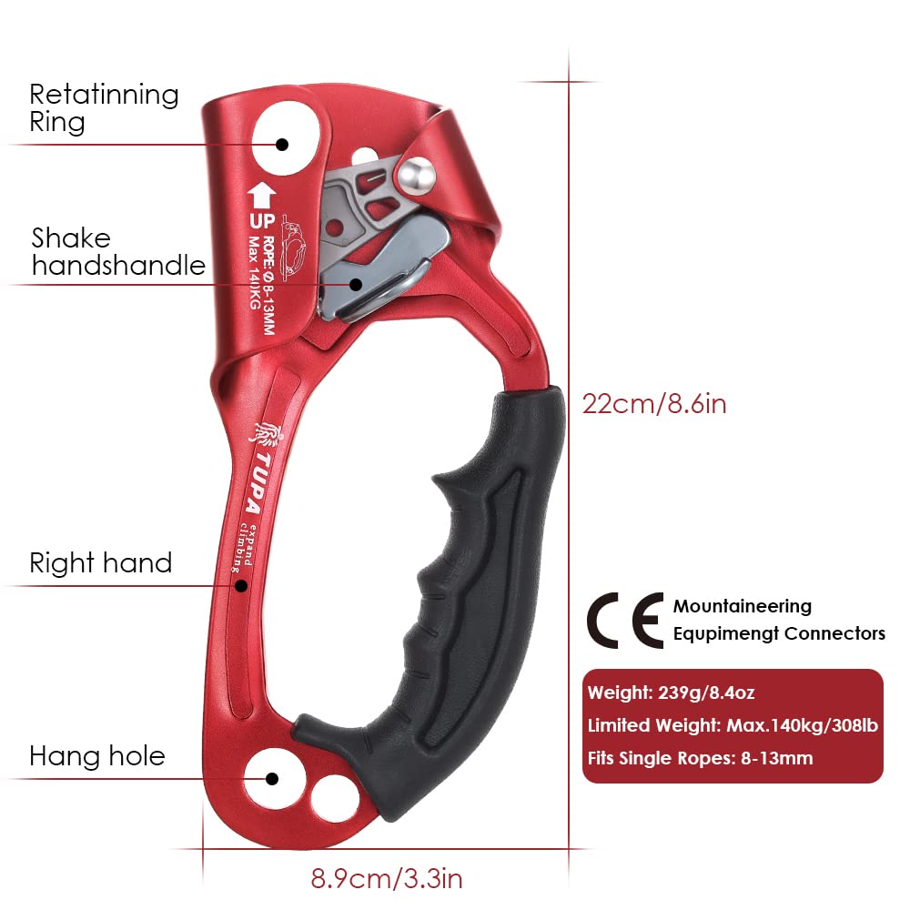 Lixada ascender with stainless steel cam provides firm grip in wet conditions.