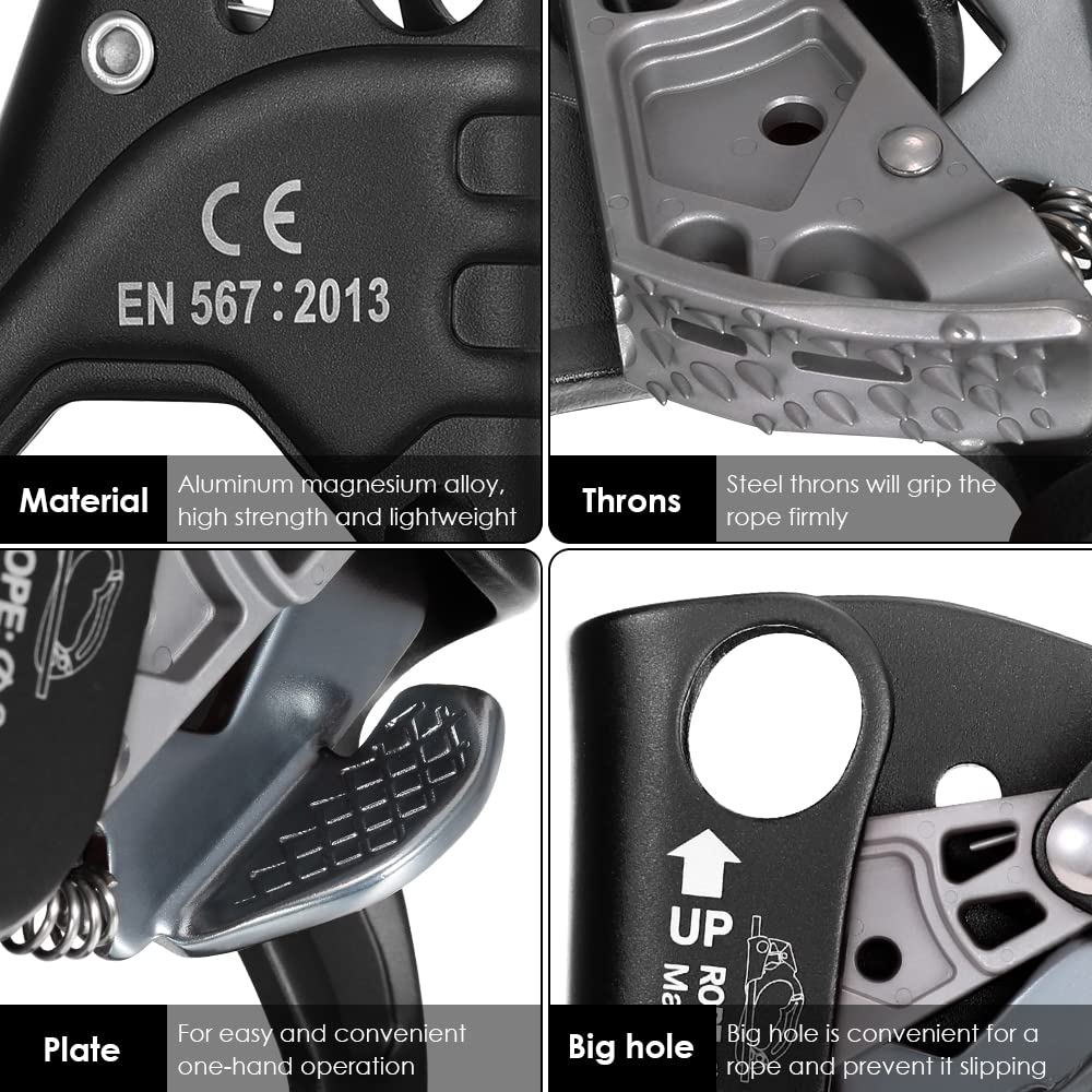 Lixada ascender with upper and lower attachment holes for versatile rigging