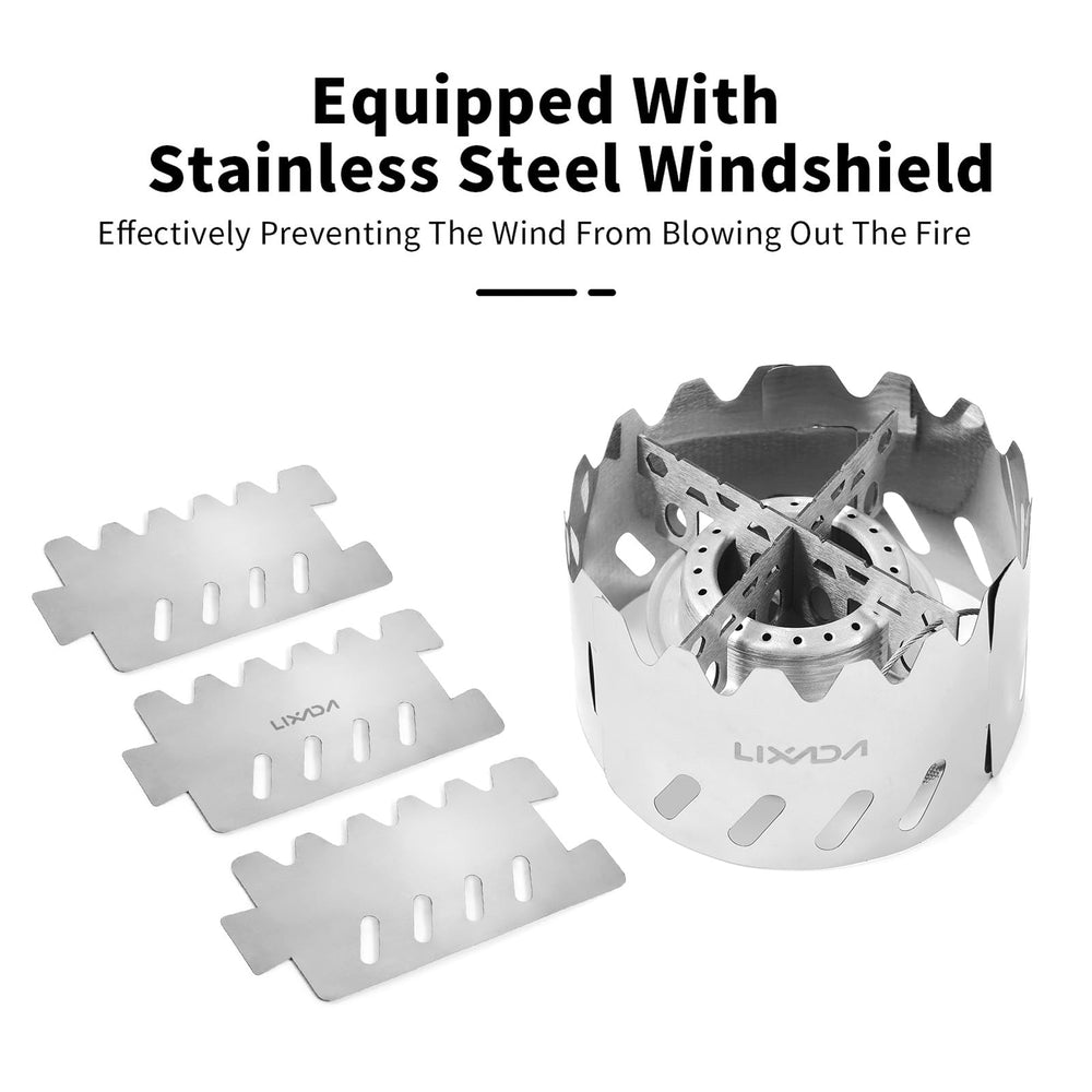 Lixada windshield assembled around stove for wind resistance