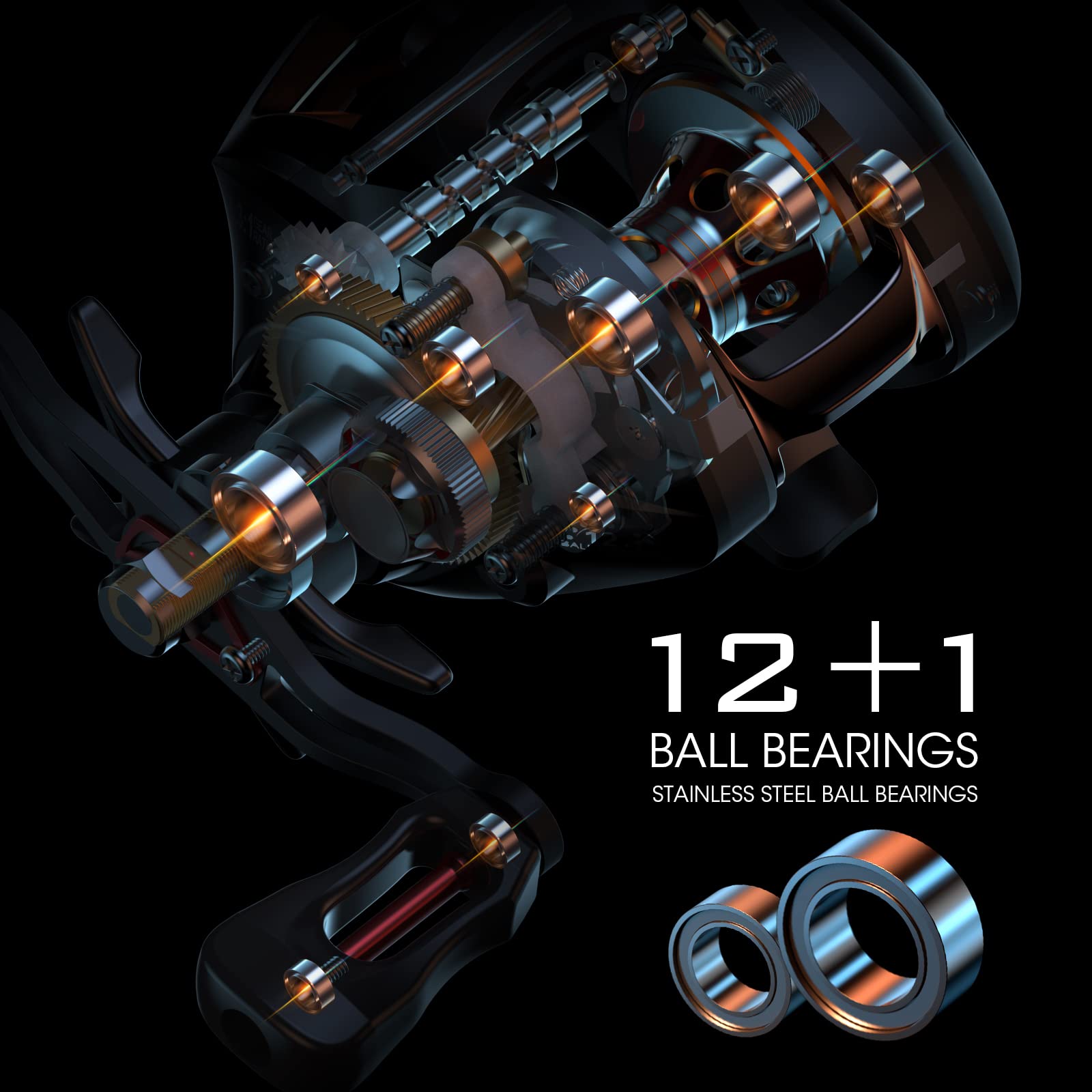 Lixada baitcasting reel 6.3:1 gear enables faster retrieves and durability.