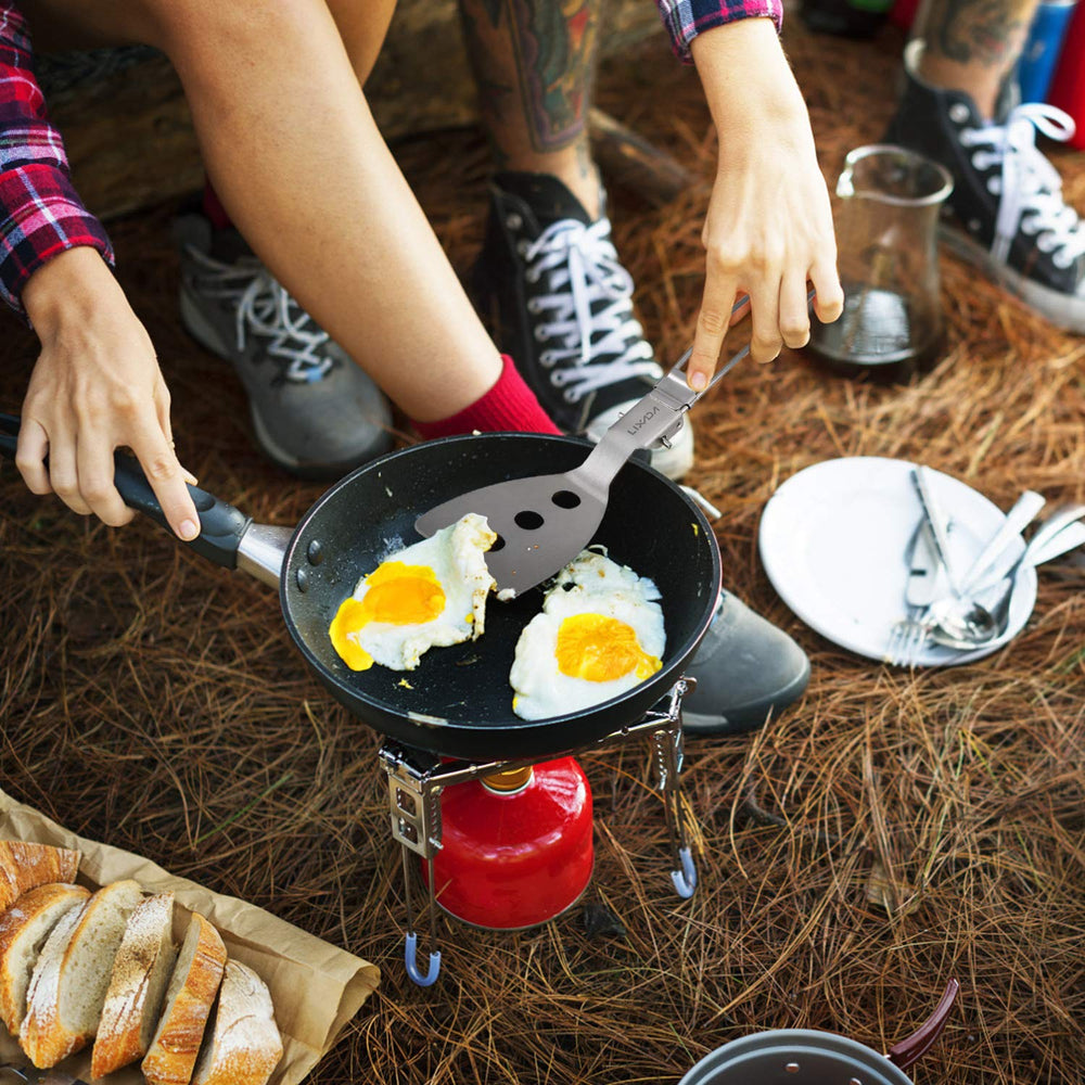 Lixada stainless steel spatula corrosion-resistant for outdoor cooking.