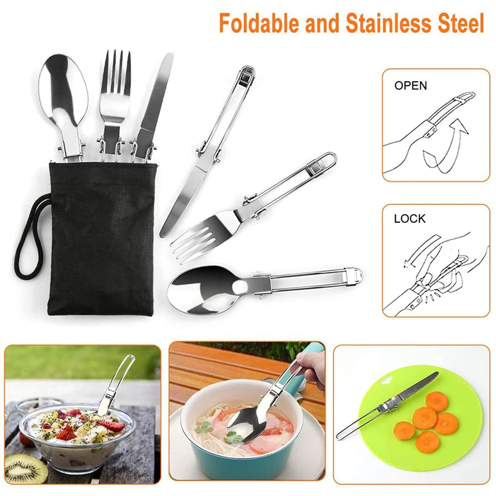 Lixada camping cookware mesh bag stores all pieces neatly