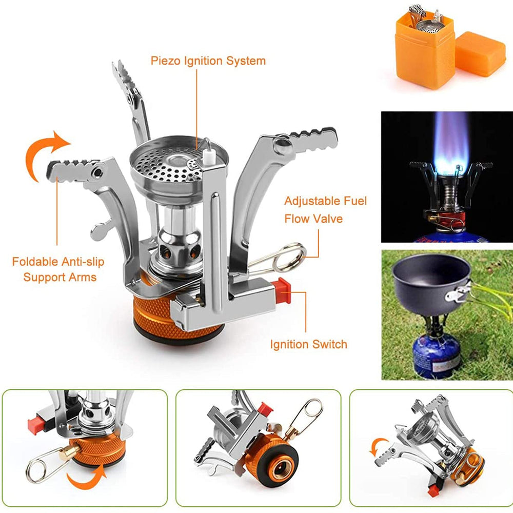 Lixada camping cookware mini stove with ignition for easy starts