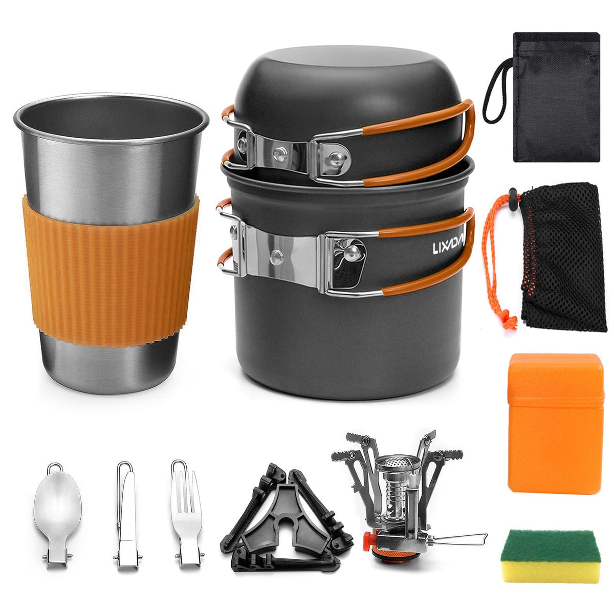 Lixada camping cookware set with large pot for outdoor cooking