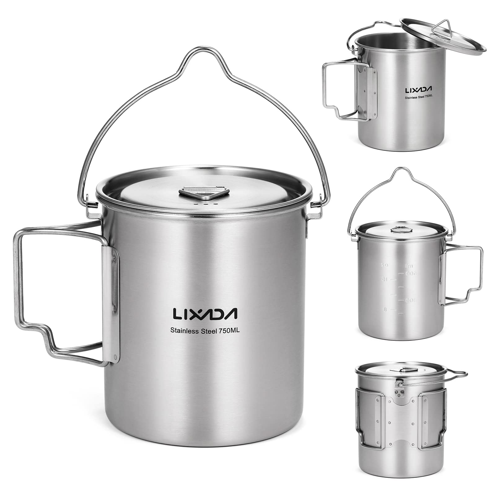 Lixada camping cup with rounded edges for easy cleaning and dishwasher compatibility