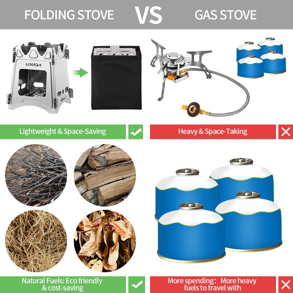 Lixada camping stove folding design fits in small packs.