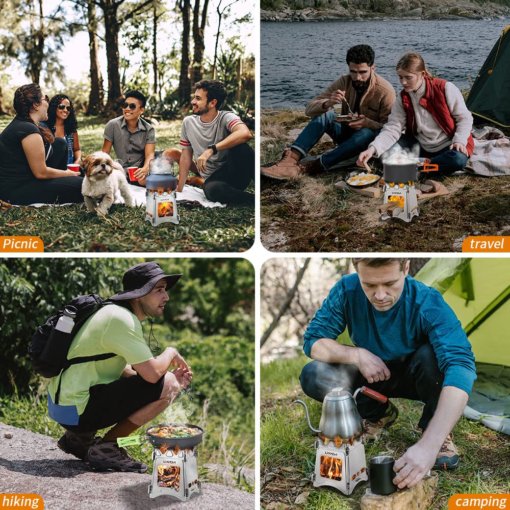 Lixada camping stove in use for outdoor cooking during camping.
