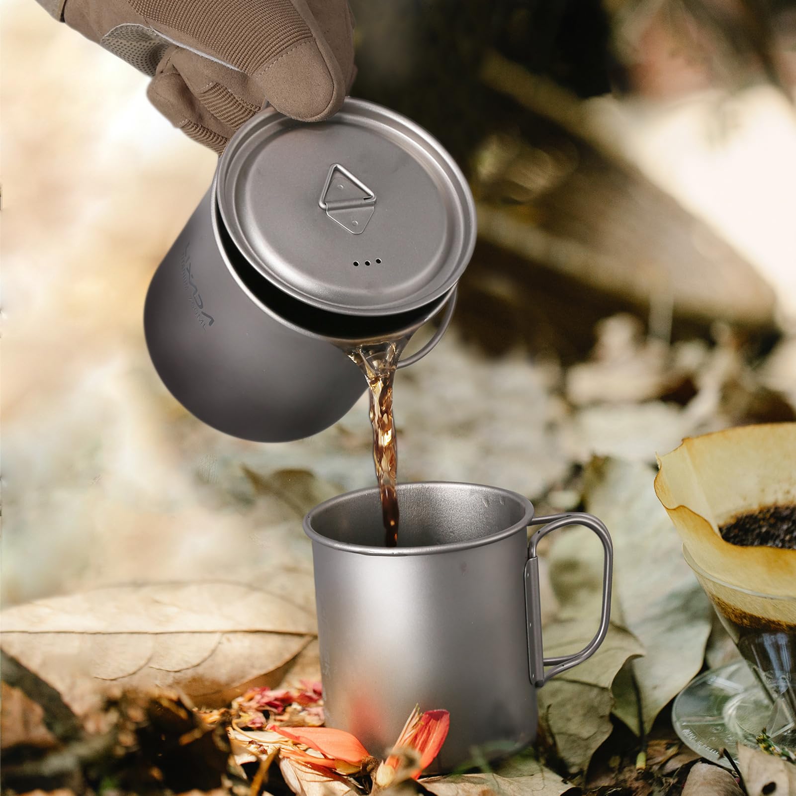 Lixada camping set ready for stove use and campfire