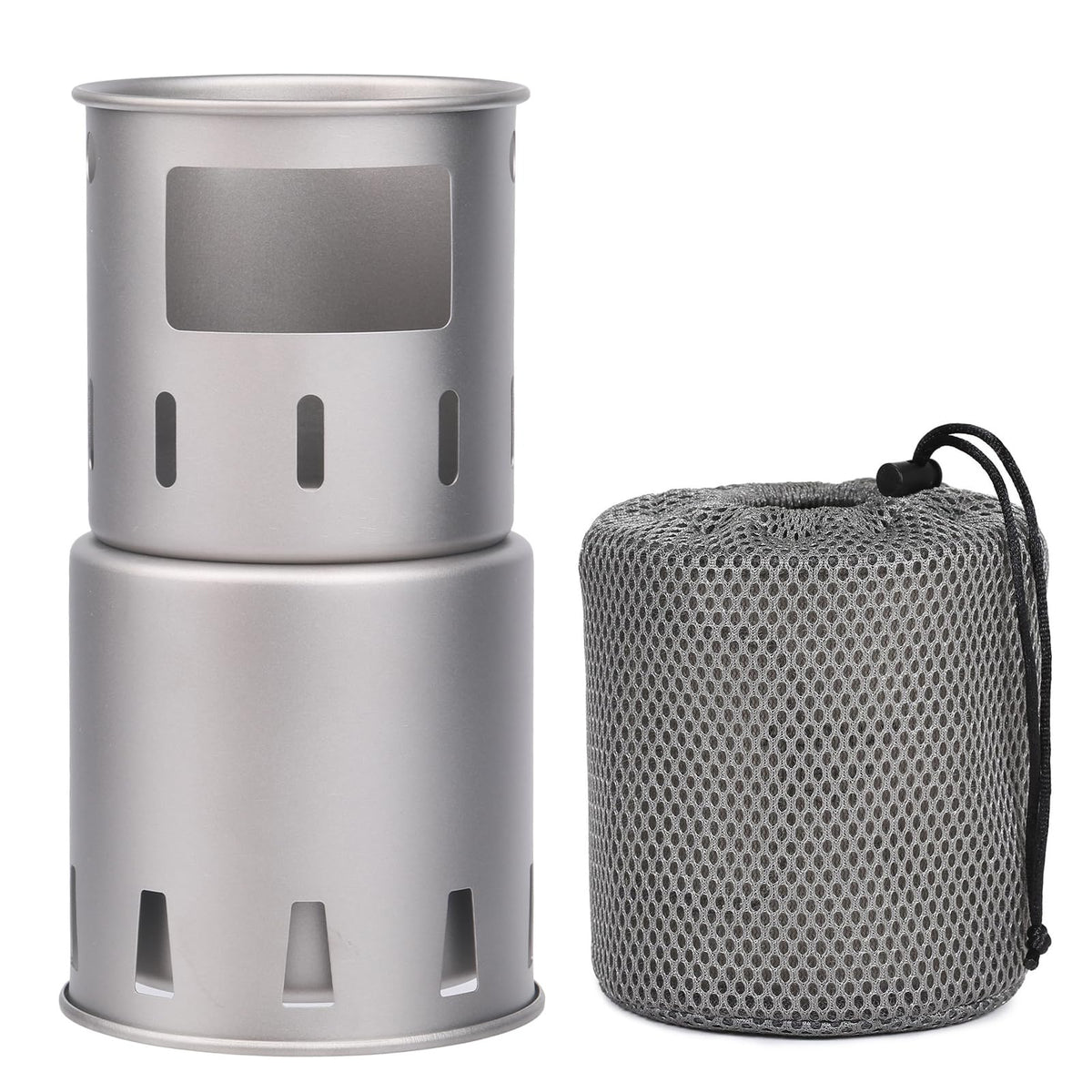 Lixada camping stove shows its titanium structure for durable, ultralight outdoor cooking.