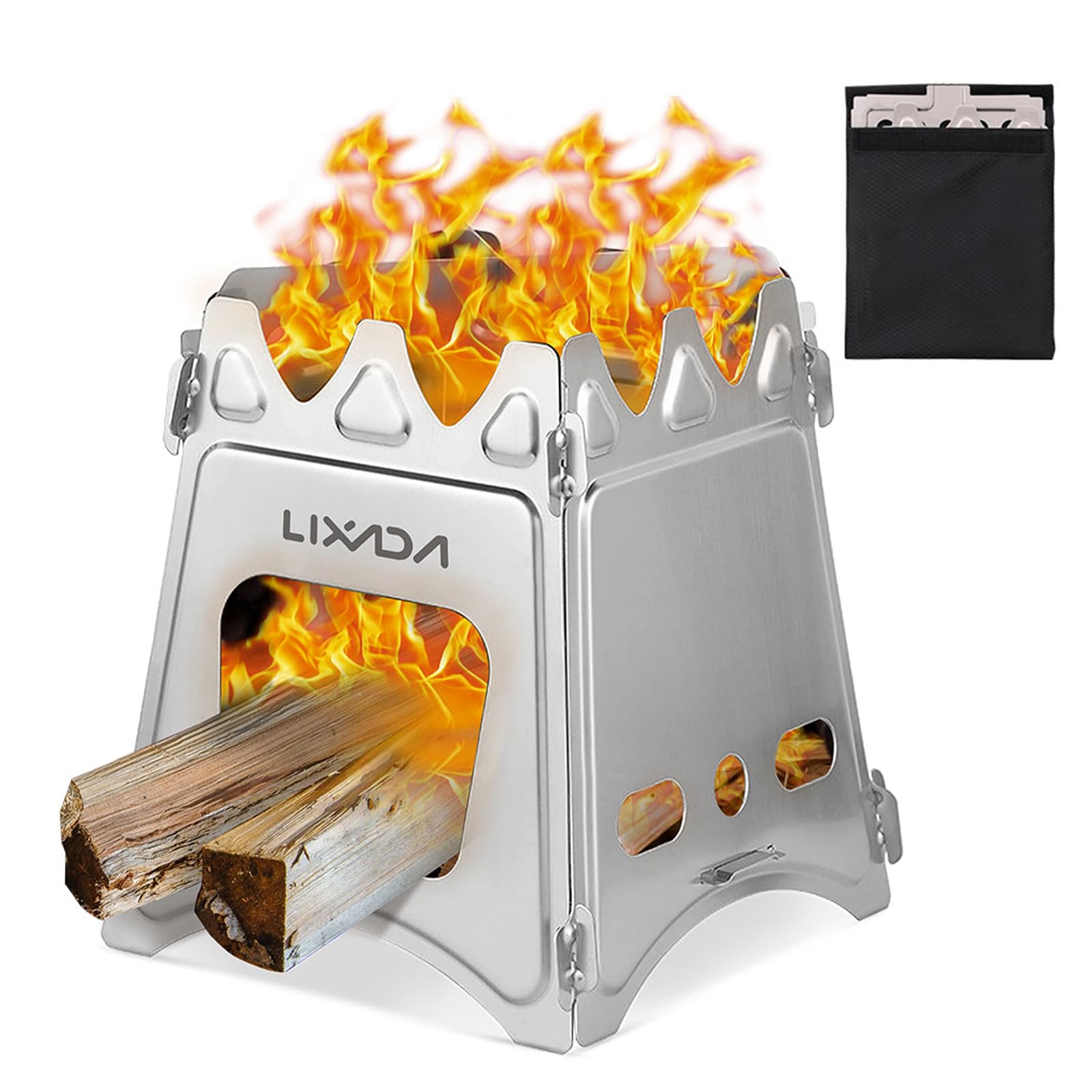 Lixada camping wood stove folding assembly for durable outdoor cooking