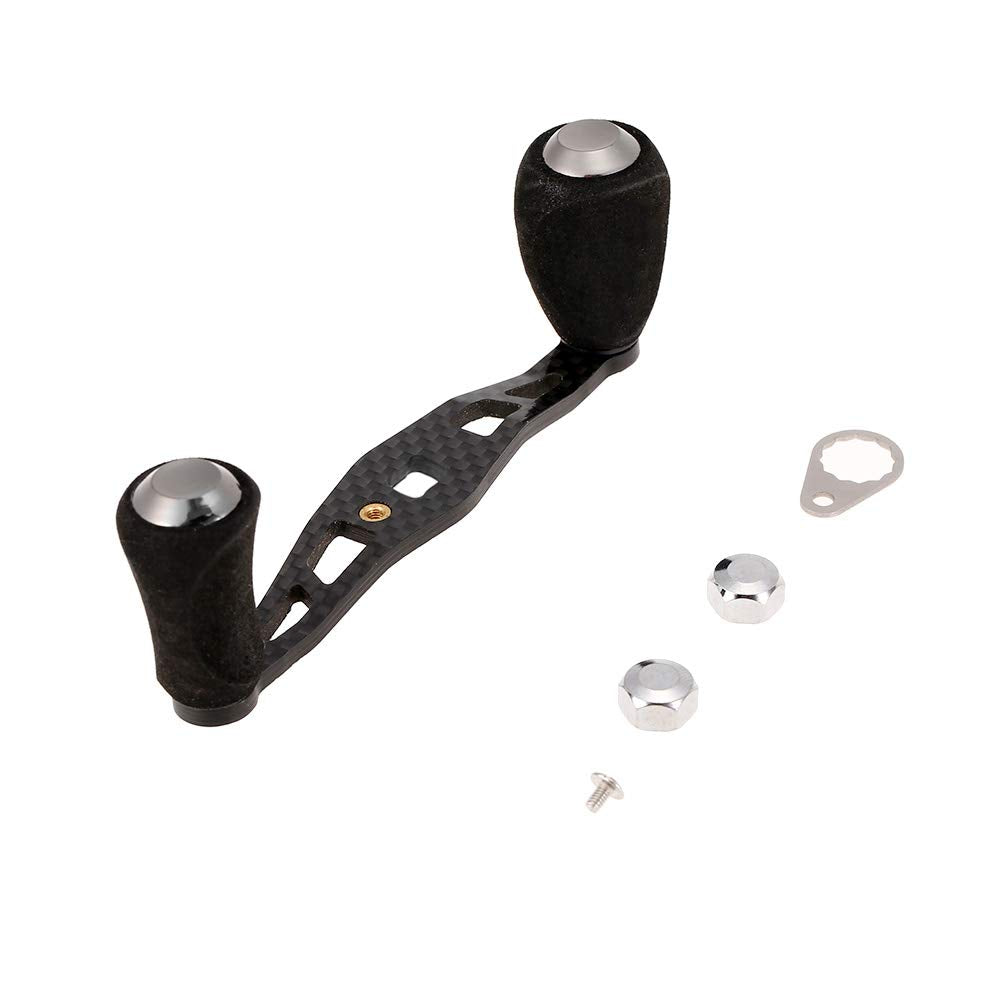 Sleek carbon finish and compact design of the reel handle