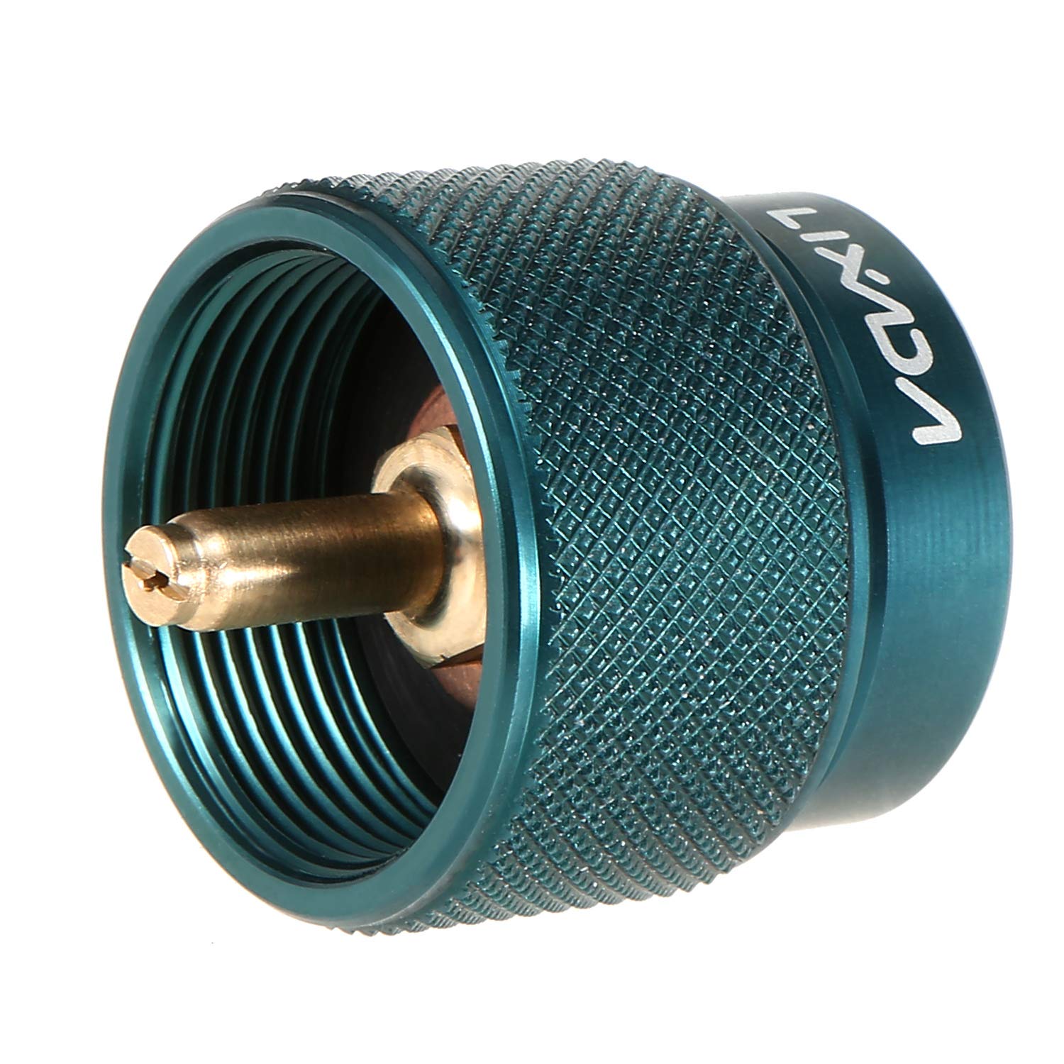 Compact adapter for lightweight backpacking and travel setups.