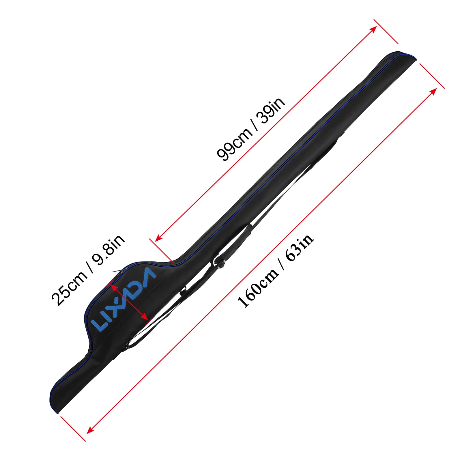 Lixada compact design stores 1–2 rods with reels and tackle.
