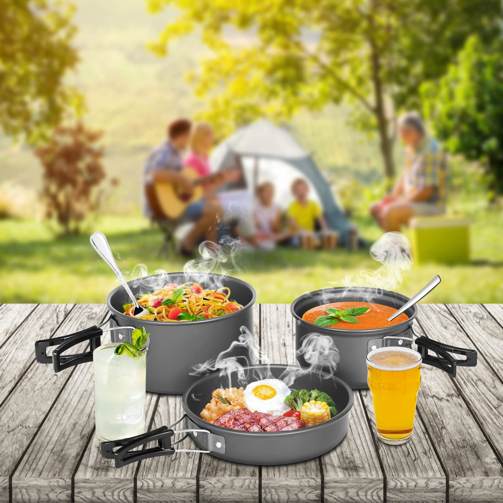 Lixada campfire-ready pots and pan for flexible cooking setups