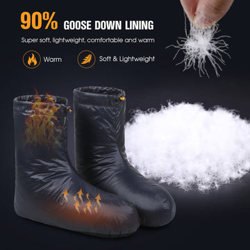 Lixada down booties inner soft lining for comfortable nights.